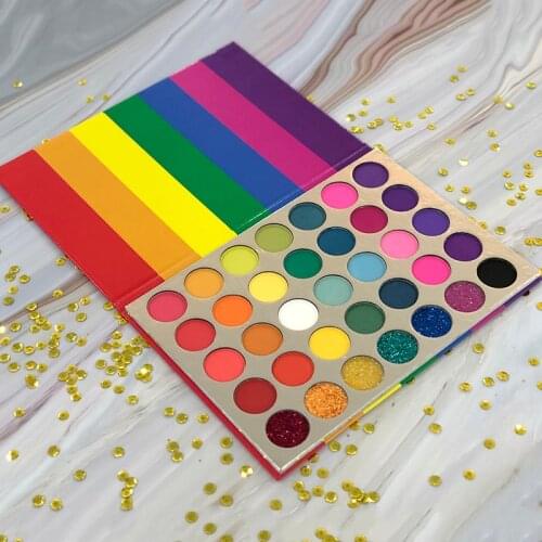 5 Pieces Rainbow Eyeshadow Palette Private Label Ultra Pigmented Bright Colors Shades Matte Metallic Shimmer Makeup Eye Shadow