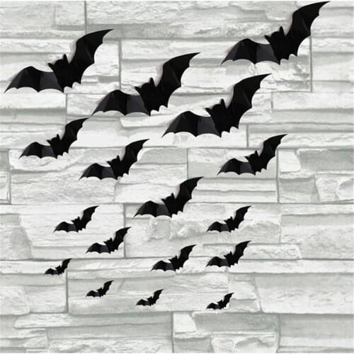 56pc Halloween Decoration 3d Three-dimensional Bat Sticker Bat Wall Sticker Halloween Diy Decoration Wall Decal Detachable