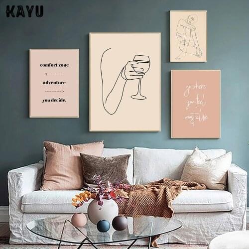 Abstract Lady Line Drawing Pictures Nordic Minimalist Wall Art Posters and Prints Scandinavian Style Living Room Home Decor