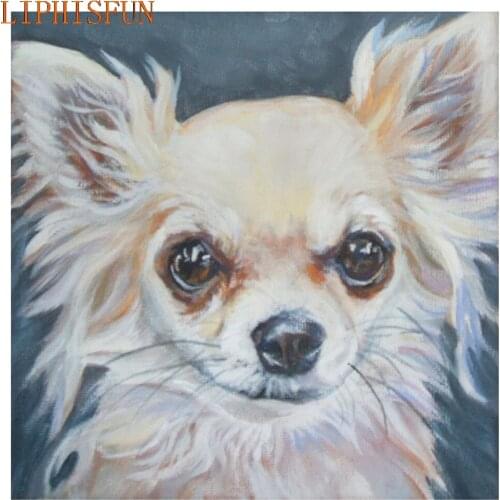 Diamond Painting Cross Stitch Full Square Round Picture of Rhinestone DIY Mosaic Embroidery Chihuahua New Year Gift
