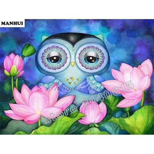 DIY Diamond painting Flowers and owls cross stitch Needlework 5D Spuare diamond embroidery resin diamond picture mosaic ABC100