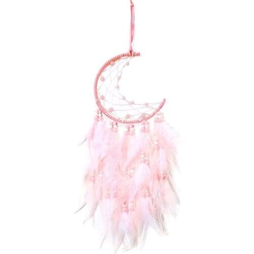 BMBY-Dream Catcher with LED Light Handmade Dreamcatcher for Kids Home Decoration Wall Hanging Ornaments Craft (Pink)