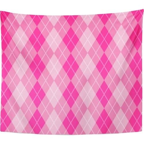 Pink Abstract Argyle Harlequin Pattern Colorful Checkerboard Checks Classic Tapestry Home Decor Wall Hanging for Living Room