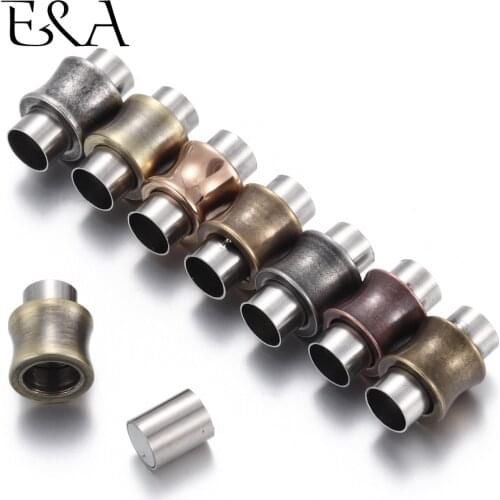 Stainless Steel Magnetic Clasps Hole 6mm for Leather Cord Clasp Bracelet Magnet Buckle DIY Supplies Jewelry Making Components