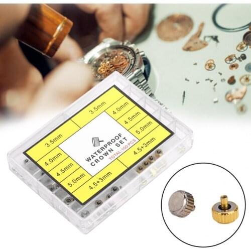 High Quality Copper Watch Crown Parts Set Gold Silver Assorted Watch Crown Parts Accessories Watch Repair Replacement Tools New
