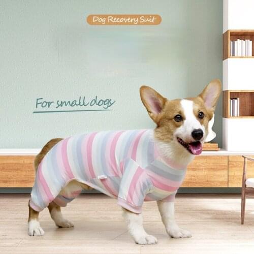 New Rainbow Candy Color Small Dog Striped Pajamas Four-legged Home Clothing Jumpsuit for Dogs Puppy Clothes Dog Costume
