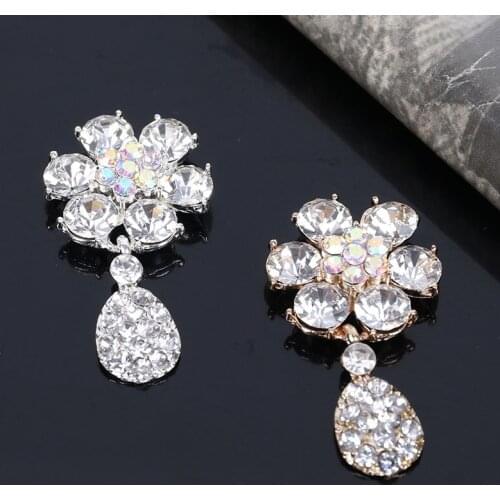 2017New 50Pcs Rhinestone Plum Flower Pendant Buttons for DIY Hair Accessories and Wedding Decoration BD23