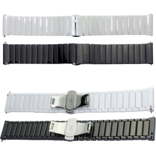 22mm Black White Ceramic Link Bracelet for Xiaomi Huami AMAZFIT Sports Smart Watch Band Strap Butterfly Buckle A1602 Wristbands