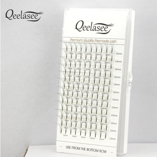 Qeelasee New 3D/5D/6D Long Stem Pre Made Volume Fans Faux Mink Premade Russian Volume Eyelash Extension Makeup Lashes