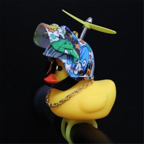 Rubber Duck Toy Car Ornaments Yellow Duck with Propeller Helmet Car Dashboard Decor Squeaking Glowing Duck Toys for Adults Kids