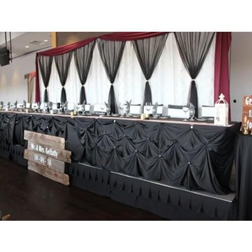Luxury White Wedding Backdrop with black drapes 10ftx20ft Stage Decoration Banquet Party Stage Curtain Event Decor