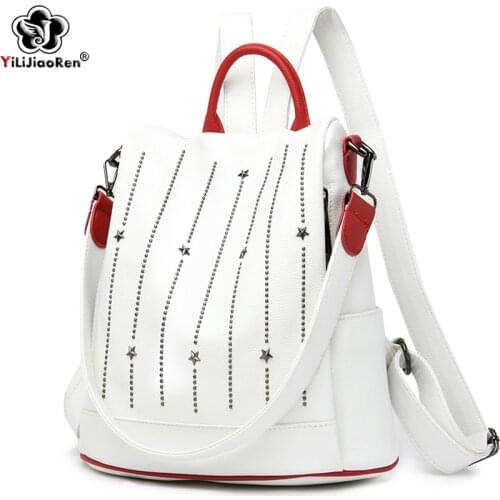 Fashion Star Backpacks For Girls Anti Theft Backpack Women Soft Leather Backpacks Large Capacity School Bags For Teenage Girls