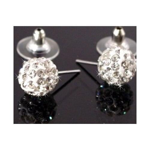 Cheapest!Free Shipping!10mm 10 Pairs/lot Disco Ball crystal hotsale Gold earrings studs.Best fasion y434