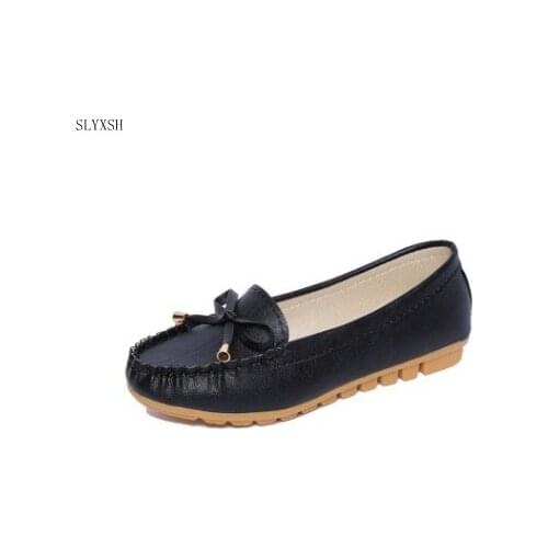 SLYXSH Autumn and spring style Women Ballet Flats Round Toe Slip on Shoes Non-slip bean Flats Shoes pink Sandals Woman