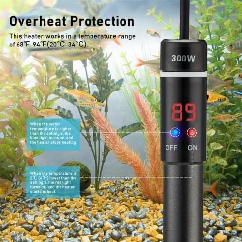 INKBIRD Titanium Aquarium Heater Stick Thermostat 100W/300W Submersible Fish Tank Temperature Heating Rod with Waterproof LCD