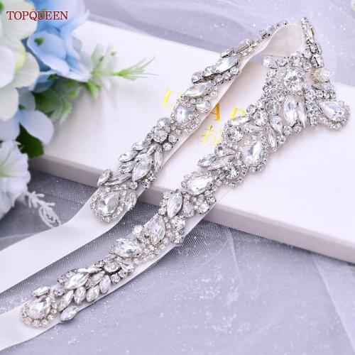 TOPQUEEN S462 Womens Rhinestones Belt Arabic Wedding Belt Party Belt for Dress Jewelery Belt Bride Formal Decorative Belt