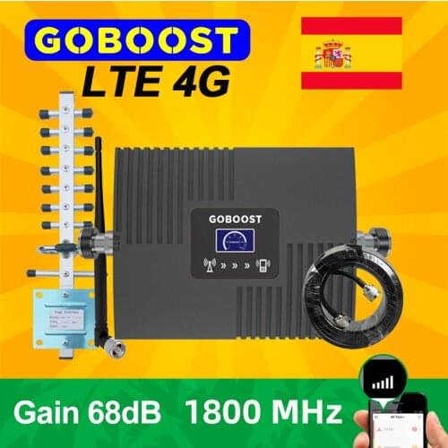 GOBOOST Signal Booster 4G LTE Cellular Band3 1800 mhz Amplifier Network Repeater Display Cell Phone Antenna Cable A Kit for Home