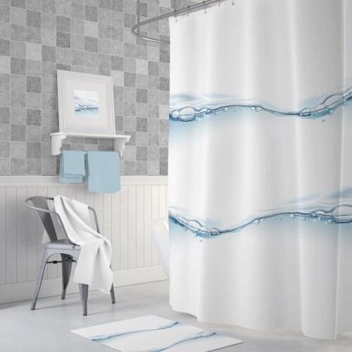 Zethome Waterdrop Shower Curtain 180 x 200 cm Digital Print Modern Design Polyester Fabric Waterproof Washable Mould (71" x 78")