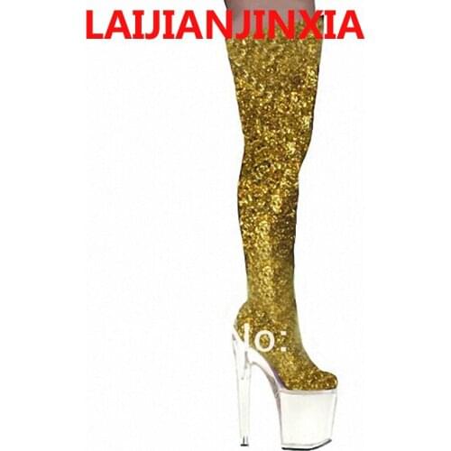 LAIJIANJINXIA Party Queen Women 20cm high heels sexy ultra-high Over The knee Shoes high boots nightclub sexy dancing boots A-66