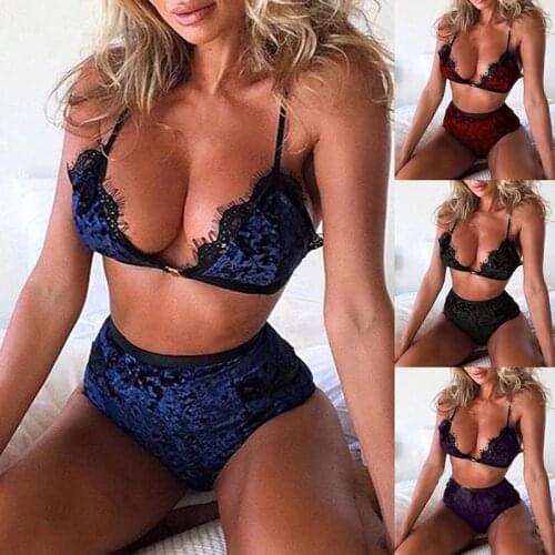 S-3XL New Multicolor French golden velvet Fashion Sexy Lingerie Embroidery Underwear Lace Lingerie