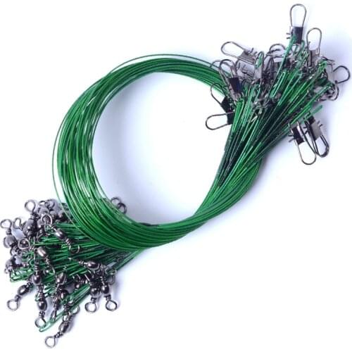 1/10 Pcs Fishing Leash Anti Bite Steel Line With Swivel Connector Leader Resistant Tension Fishing Wire Tackle Fishing Hook Acce