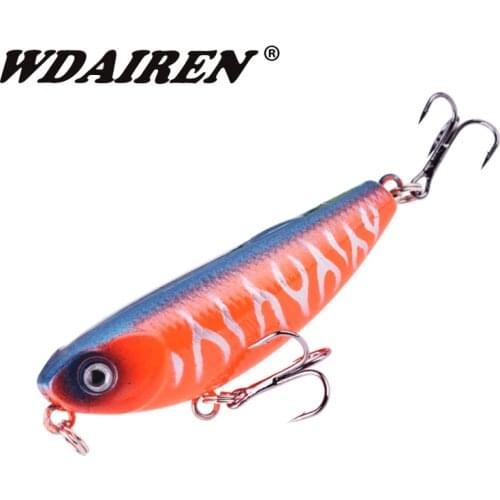 Topwater Pencil Hard Lures 5cm 5.5g Fishing Wobblers Stick Artificial Bait With Treble Hooks Swimbaits Crank Bass Pesca Tackle
