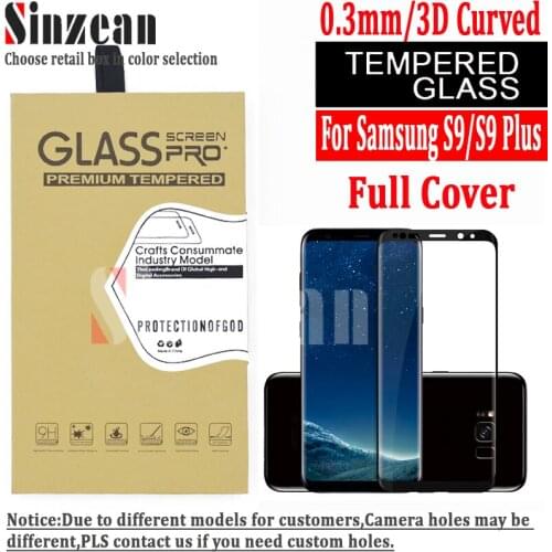 100pcs/lot For Samsung galaxy S9/S9 Plus 3D covered Full Cover Tempered Glass Screen Protector (edge glue)