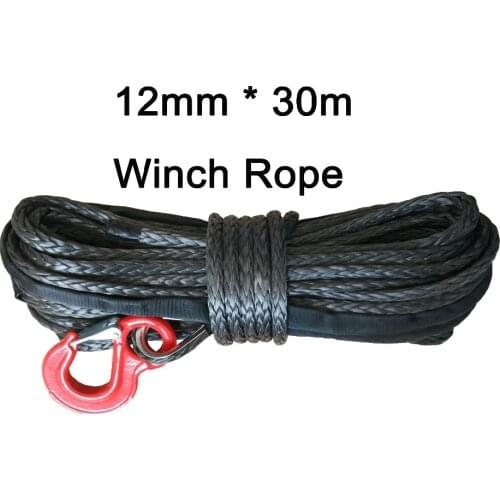 12mm*30m offroad winch rope with hook for accessaries,winch rope 12mm,cable winch, uhmwpe rope