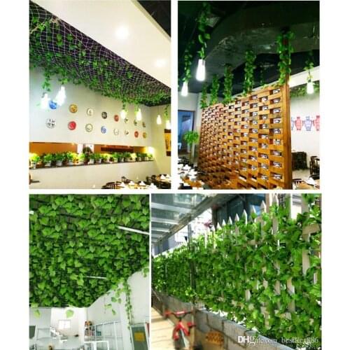2.1M Long Artificial Plants Green Ivy Leaves Artificial Grape Vine Fake Parthenocissus Foliage Leaves Home Wedding Bar Decoratio