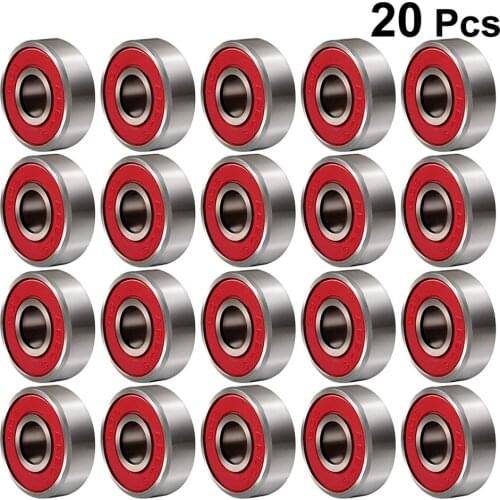 20pcs 608 2RS Inline Roller Wheel Bearing Anti-rust Skateboard Wheel Bearing Sealed ABEC-9 (Red)