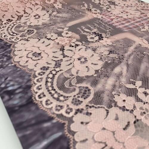 3y/Lot Width23cm Floral Stretch Lace Trims Pink For Clothing Accessories Dress Sewing Applique Costume Lace Fabrics Bra Lingerie