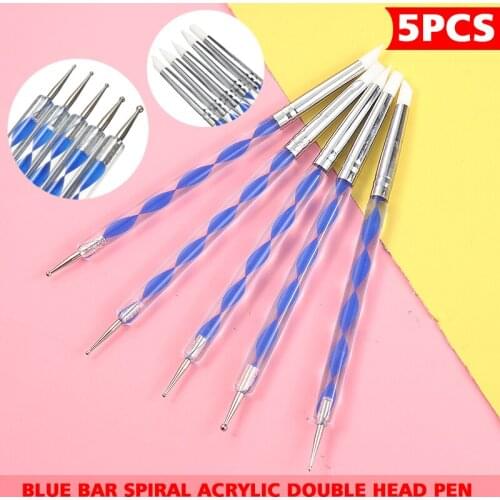 5pcs/set Acrylic & Silicone Clay Sculpting Set Polymer Clay Sculpture Tool Nail Art Tools Silicone Color Shapers Dotting Tool