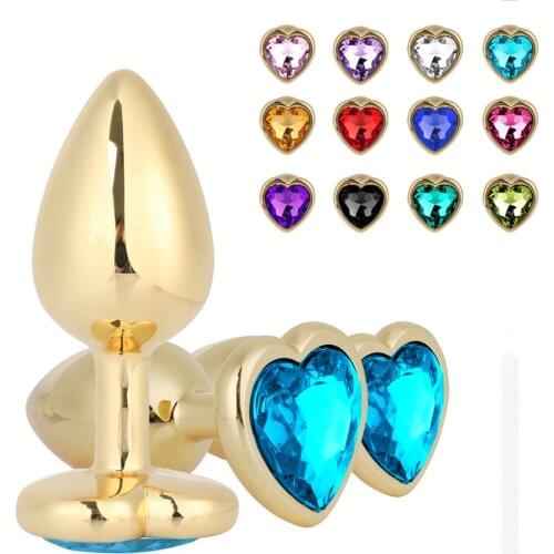 Anal Beads Heart Stainless Steel Crystal Anal Plug Butt Plug Stimulator Anal Sex Toys For Female Male Prostate Massager Dildo