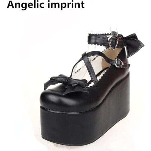 Angelic imprint mori girl lolita shoes woman cosplay shoes lady high heels wedges Pumps women princess dress party shoes 33-47