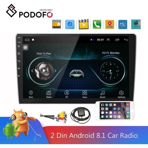 Podofo Andriod 2din Car Multimedia Player GPS Navigation Bluetooth Car Audio Wifi USB FM 10''HD Car Audio Radio Stereo Autoradio