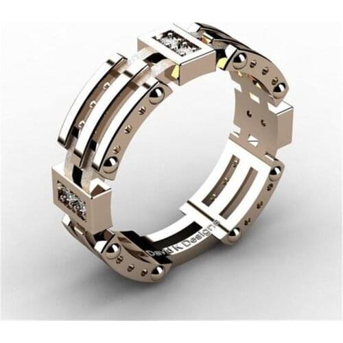 BAOSHINA Fashion Multi-layer Three-dimensional Alloy Crystal Mens' Ring Geometric Male Ring Jewelry For Party Anniversary