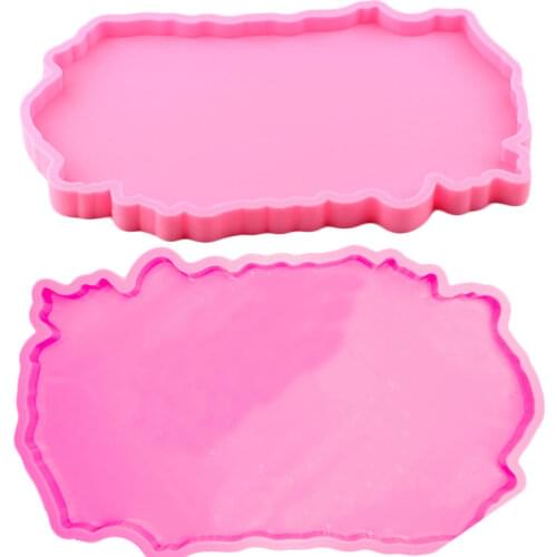 Shiny High Quality 9.4*16.5inch Square Shape Silicone Tray Molds Epoxy Resin DIY Geode Coasters Mould for Coffee Table
