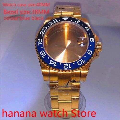 Bliger Suitable for Mingzhu automatic winding 40mm sapphire glass sealed back gold box series, with rotating blue black