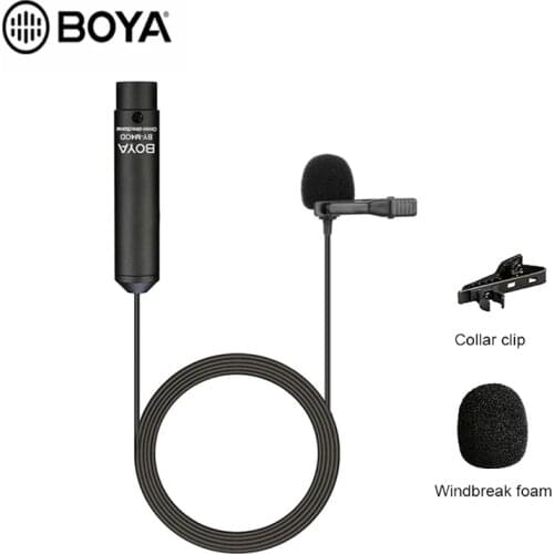 BOYA BY-M4C&M4OD Phantom Power Clip-On Cardioid XLR Lavalier Mic With Cannon Plug for Camera Camcorder ZOOM H4n H5 H6 TASCAM