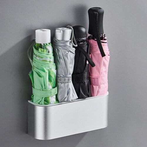 Black Portable Wall Mounted Umbrella Stand Rack Solid Color Umbrella Storage Holder Shelf for Home Office Umbrella Holder