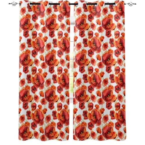 Flower Plant Watercolor Painting Window Curtains Home Decor Kitchen Draperies Window Curtain Living Room Curtains for Bedroom