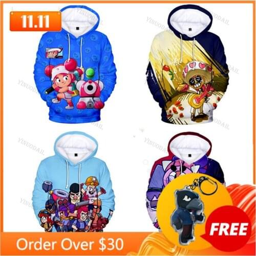 Crow Shooter Kids Hoodie Leon Shooting Game Spike 3D Print Sweatshirt Tops Boys Girls Browlers Cartoon Star, Tops Teen Clothes