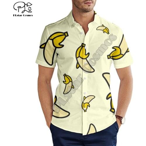PLstar Cosmos Hawaiian Beach Shirts Fruit Food NewFashion Pullover 3DPrint Summer Funny Collar Shirt Short Sleeve Casual Tees N1