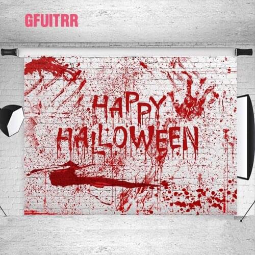 GFUITRR Blood Wall Photography Backdrops Happy Halloween Photo Backgrounds Custom Scarlet Terror Decor Banners Photo Booth Props
