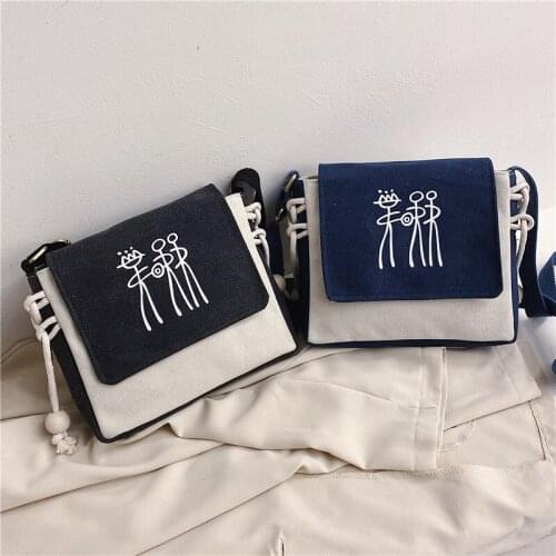 Canvas Shopper Crossbody Bags Original Ulzzang Japanese Single Shoulder Handbags Korean Style Versatile Small Female Satchels
