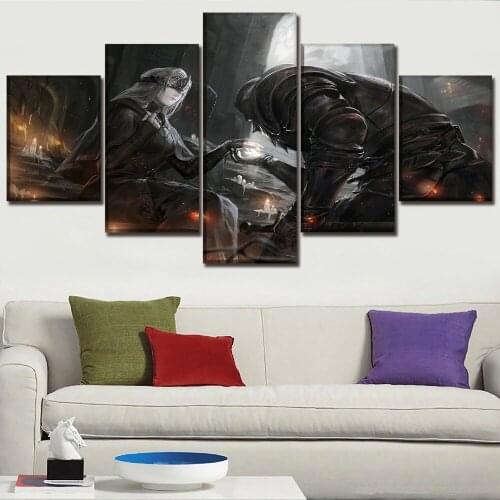 Canvas Art Painting 5 Panel Game Dark Souls III Girl Knight And Sword Warrior Poster Home Wall Decor One Set obrazy plakat
