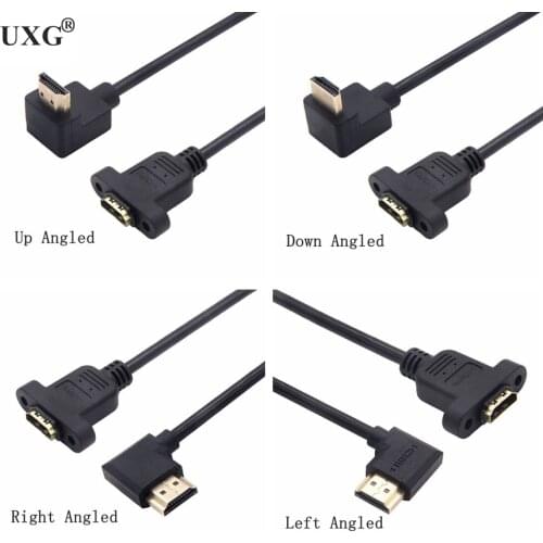 HDMI-compatible Male To Female Extend Cable Extension Short Cable 90 Degree Right Angled With Screw Mount 15cm 30cm 50cm 1m 1.5M