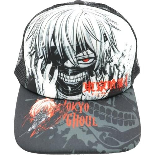 Japanese Anime Tokyo Ghoul Kaneki Ken Outdoor Cap with Colorful Printings for Sun/Mesh Daily Hat