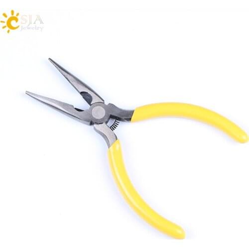 CSJA DIY Jewelry Hand Tool Repair Equipment 135mm Multi-purpose Long Nose Tooth Pliers for Cutting Clamping Stripping E187
