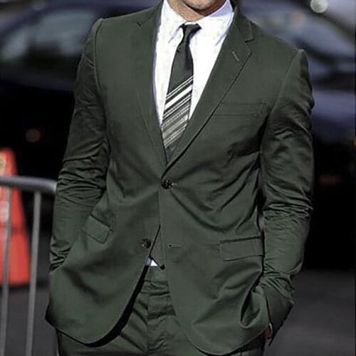 Slim Tailored Army Green Men Suits, Dark Olive Green Groom Tuxedos,Latest Mens Fashion Suits 2019